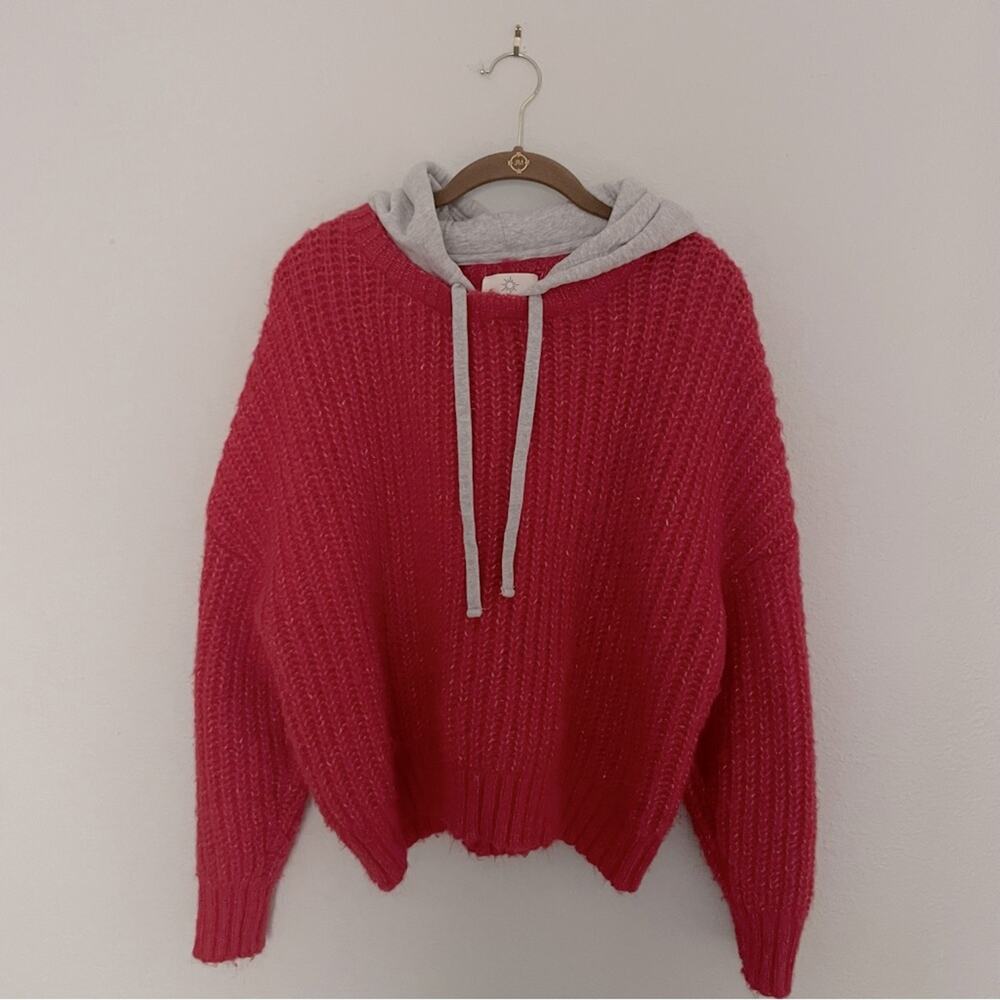 OFFLINE by Aerie Red Sweatshirt Hoodie Sweater Boxy Fit